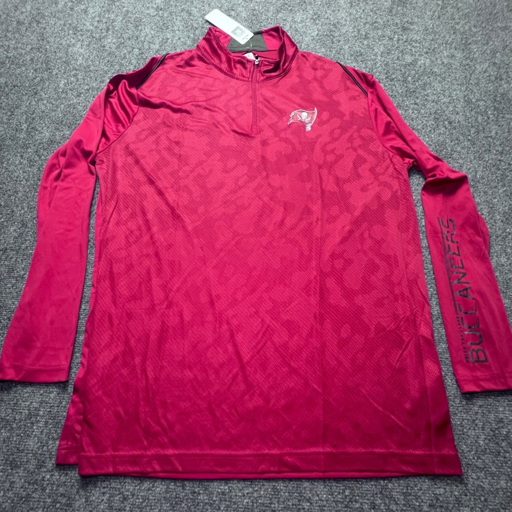 NFL Tampa Bay Buccaneers Mens 2XL Red Quarter Zip Pullover Raise The Flags NEW